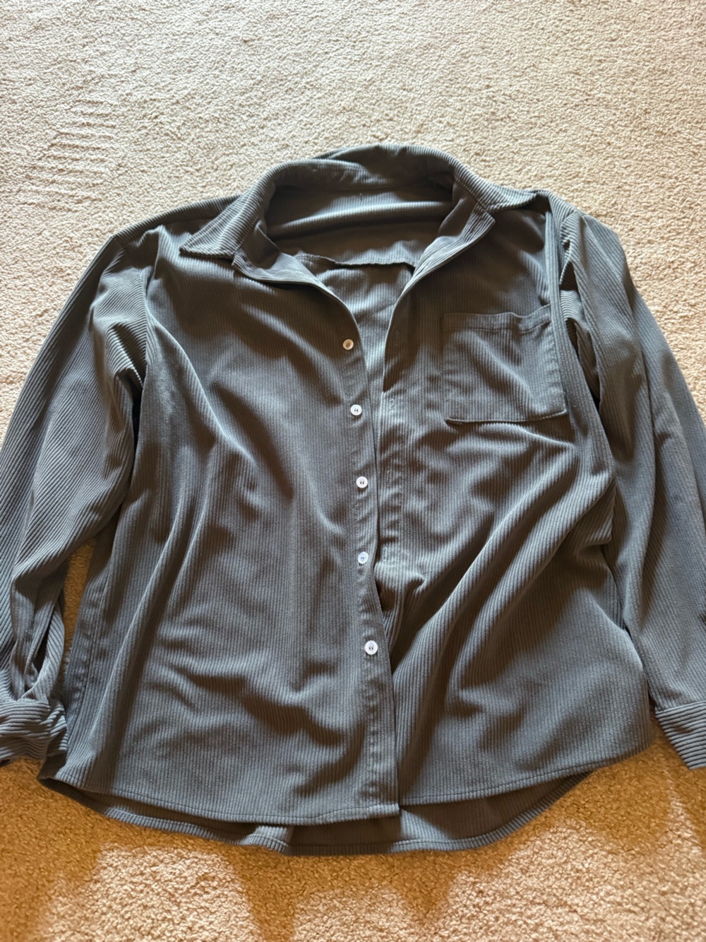 Men's Lightweight Button-Front Shirt Jacket in Charcoal